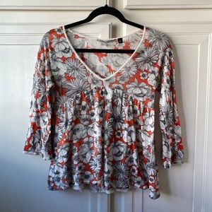 Knitted and Knotted Anthro Floral Knit Boho Top S